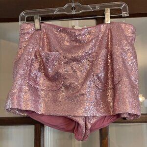 Anthropologie Pink Sequin Skort